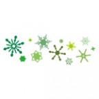 緑色の雪の結晶が並ぶイラレ・パターンブラシ