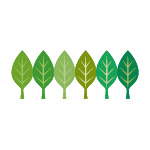 緑色の葉っぱのイラストが並ぶイラレ・パターンブラシ