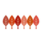 赤色の葉っぱのイラストが並ぶイラレ・パターンブラシ