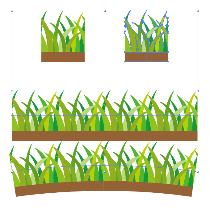 土に植わる草のイラストのイラレ・パターンブラシ