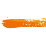 オレンジ色の絵の具で描いた毛筆のイラレ・アートブラシ