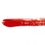 赤色の絵の具で描いた毛筆のイラレ・アートブラシ