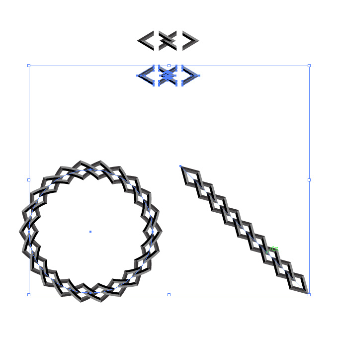 黒い菱形の鎖・チェーンイラストのイラレ・パターンブラシ