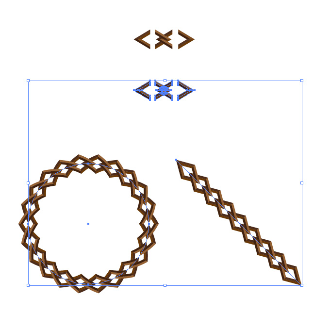 茶色い菱形の鎖・チェーンイラストのイラレ・パターンブラシ