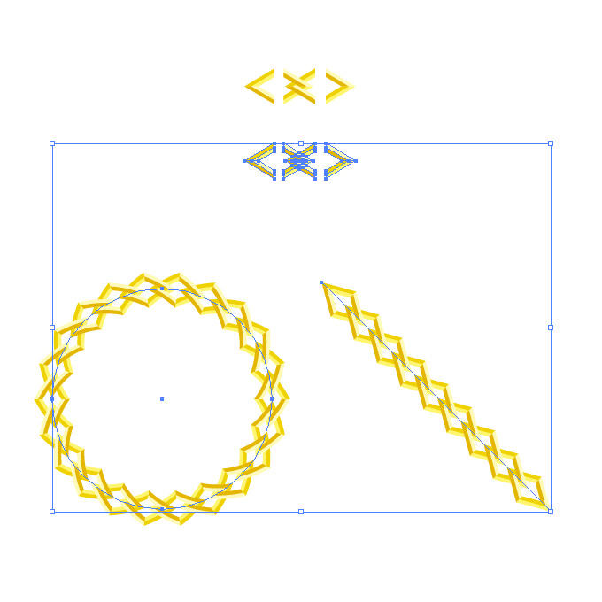 黄色い菱形の鎖・チェーンイラストのイラレ・パターンブラシ