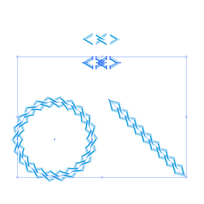 青い菱形の鎖・チェーンイラストのイラレ・パターンブラシ