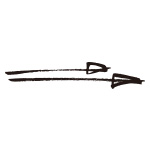 ラフな2本の毛筆矢印のイラレ・アートブラシ