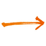オレンジ色の力強い毛筆矢印のイラレ・アートブラシ