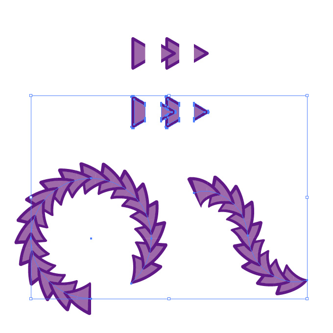 紫色の三角形がつながるイラレ・パターンブラシ