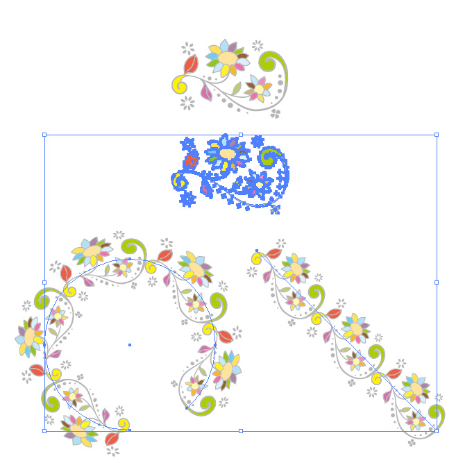 カラフルな植物のイラスト、イラレ・パターンブラシ