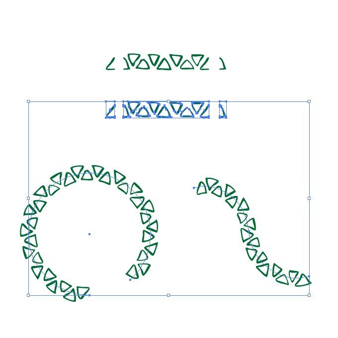緑色のラフな三角形のイラレ・パターンブラシ