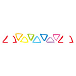 虹色にラフな三角形が並ぶイラレ・パターンブラシ